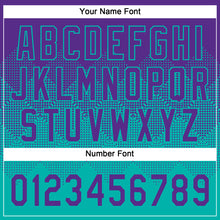 Load image into Gallery viewer, Custom Purple Aqua 3D Gradient Square Shape Two-Button Unisex Softball Jersey
