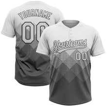 Load image into Gallery viewer, Custom White Steel Gray 3D Gradient Square Shape Two-Button Unisex Softball Jersey
