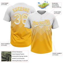 Load image into Gallery viewer, Custom White Gold 3D Gradient Square Shape Two-Button Unisex Softball Jersey
