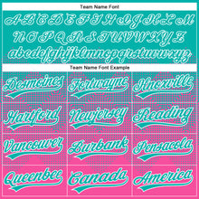 Load image into Gallery viewer, Custom Aqua Pink-White 3D Gradient Square Shape Two-Button Unisex Softball Jersey
