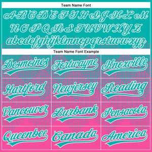 Custom Aqua Pink-White 3D Gradient Square Shape Two-Button Unisex Softball Jersey