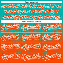 Load image into Gallery viewer, Custom Aqua Orange-White 3D Gradient Square Shape Two-Button Unisex Softball Jersey
