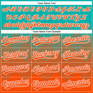 Custom Aqua Orange-White 3D Gradient Square Shape Two-Button Unisex Softball Jersey