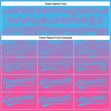 Load image into Gallery viewer, Custom Sky Blue Pink 3D Gradient Square Shape Two-Button Unisex Softball Jersey
