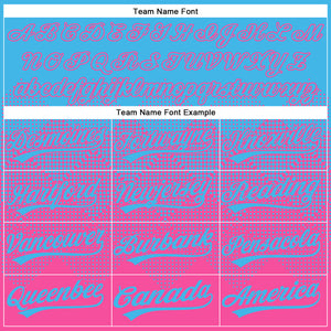 Custom Sky Blue Pink 3D Gradient Square Shape Two-Button Unisex Softball Jersey