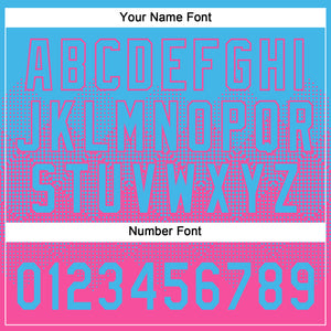 Custom Sky Blue Pink 3D Gradient Square Shape Two-Button Unisex Softball Jersey