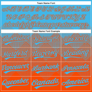 Custom Sky Blue Orange 3D Gradient Square Shape Two-Button Unisex Softball Jersey
