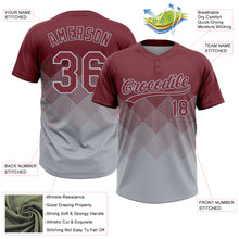 Load image into Gallery viewer, Custom Burgundy Gray 3D Gradient Square Shape Two-Button Unisex Softball Jersey
