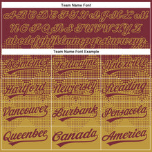 Load image into Gallery viewer, Custom Burgundy Old Gold 3D Gradient Square Shape Two-Button Unisex Softball Jersey
