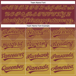 Custom Burgundy Old Gold 3D Gradient Square Shape Two-Button Unisex Softball Jersey