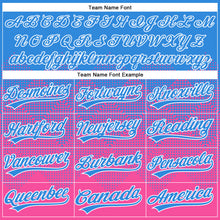 Load image into Gallery viewer, Custom Electric Blue Pink-White 3D Gradient Square Shape Two-Button Unisex Softball Jersey
