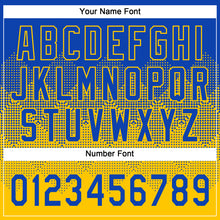 Load image into Gallery viewer, Custom Thunder Blue Yellow 3D Gradient Square Shape Two-Button Unisex Softball Jersey
