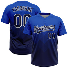 Load image into Gallery viewer, Custom Thunder Blue Navy-White 3D Gradient Square Shape Two-Button Unisex Softball Jersey
