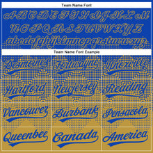 Load image into Gallery viewer, Custom Thunder Blue Old Gold 3D Gradient Square Shape Two-Button Unisex Softball Jersey
