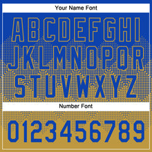 Load image into Gallery viewer, Custom Thunder Blue Old Gold 3D Gradient Square Shape Two-Button Unisex Softball Jersey

