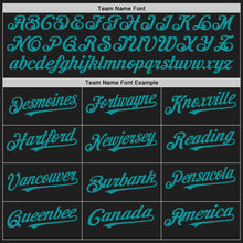 Load image into Gallery viewer, Custom Black White-Teal Pinstripe Authentic Split Fashion Baseball Jersey
