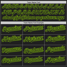 Load image into Gallery viewer, Custom Black White-Neon Green Pinstripe Authentic Split Fashion Baseball Jersey
