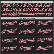 Load image into Gallery viewer, Custom Black White-Medium Pink Pinstripe Authentic Split Fashion Baseball Jersey
