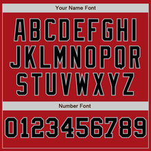 Load image into Gallery viewer, Custom Red Black-Gray Pinstripe Authentic Split Fashion Baseball Jersey
