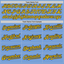 Load image into Gallery viewer, Custom Light Blue Yellow-Navy Pinstripe Authentic Split Fashion Baseball Jersey
