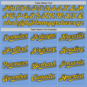Custom Light Blue Yellow-Navy Pinstripe Authentic Split Fashion Baseball Jersey