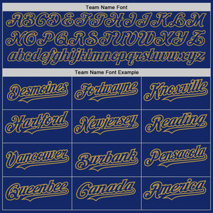 Custom Royal White-Old Gold Pinstripe Authentic Split Fashion Baseball Jersey