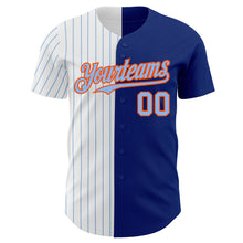 Load image into Gallery viewer, Custom Royal Orange-Light Blue Pinstripe Authentic Split Fashion Baseball Jersey
