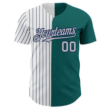Load image into Gallery viewer, Custom Teal Gray-Navy Pinstripe Authentic Split Fashion Baseball Jersey
