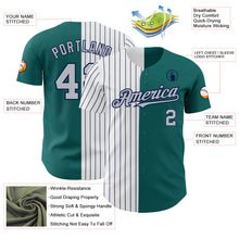 Load image into Gallery viewer, Custom Teal Gray-Navy Pinstripe Authentic Split Fashion Baseball Jersey
