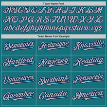 Load image into Gallery viewer, Custom Teal Gray-Navy Pinstripe Authentic Split Fashion Baseball Jersey
