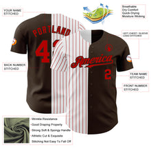 Load image into Gallery viewer, Custom Brown White-Red Pinstripe Authentic Split Fashion Baseball Jersey
