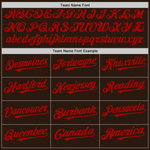 Load image into Gallery viewer, Custom Brown White-Red Pinstripe Authentic Split Fashion Baseball Jersey
