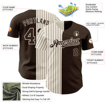 Load image into Gallery viewer, Custom Brown Cream-Brown Pinstripe Authentic Split Fashion Baseball Jersey
