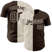 Load image into Gallery viewer, Custom Brown Cream-Brown Pinstripe Authentic Split Fashion Baseball Jersey
