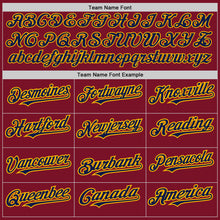 Load image into Gallery viewer, Custom Crimson Gold-Navy Pinstripe Authentic Split Fashion Baseball Jersey
