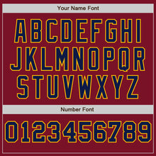 Load image into Gallery viewer, Custom Crimson Gold-Navy Pinstripe Authentic Split Fashion Baseball Jersey

