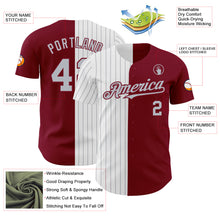 Load image into Gallery viewer, Custom Crimson White-Gray Pinstripe Authentic Split Fashion Baseball Jersey
