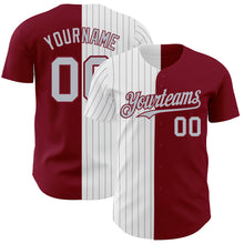 Load image into Gallery viewer, Custom Crimson White-Gray Pinstripe Authentic Split Fashion Baseball Jersey
