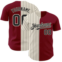 Load image into Gallery viewer, Custom Crimson Cream-Black Pinstripe Authentic Split Fashion Baseball Jersey
