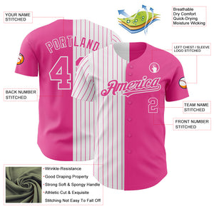 Custom Pink White-Pink Pinstripe Authentic Split Fashion Baseball Jersey