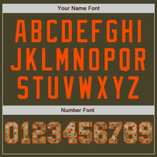 Load image into Gallery viewer, Custom Olive Camo-Orange Pinstripe Authentic Split Fashion Salute To Service Baseball Jersey
