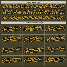 Load image into Gallery viewer, Custom Olive Old Gold Cream-Black Pinstripe Authentic Split Fashion Salute To Service Baseball Jersey
