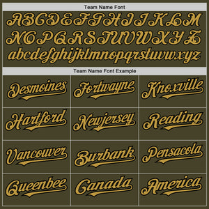 Custom Olive Old Gold Cream-Black Pinstripe Authentic Split Fashion Salute To Service Baseball Jersey
