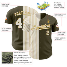 Load image into Gallery viewer, Custom Olive Cream-Old Gold Pinstripe Authentic Split Fashion Salute To Service Baseball Jersey
