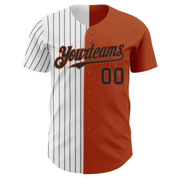 Custom Texas Orange White-Black Pinstripe Authentic Split Fashion Baseball Jersey