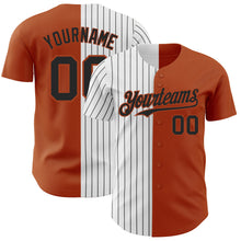 Load image into Gallery viewer, Custom Texas Orange White-Black Pinstripe Authentic Split Fashion Baseball Jersey
