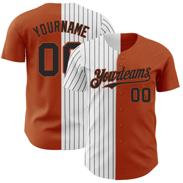 Custom Texas Orange White-Black Pinstripe Authentic Split Fashion Baseball Jersey