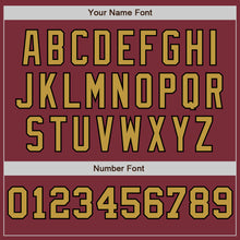 Load image into Gallery viewer, Custom Burgundy Old Gold-Black Pinstripe Authentic Split Fashion Baseball Jersey
