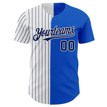 Load image into Gallery viewer, Custom Thunder Blue White-Navy Pinstripe Authentic Split Fashion Baseball Jersey
