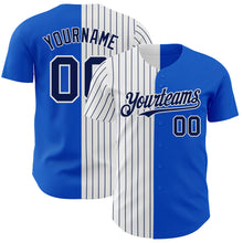 Load image into Gallery viewer, Custom Thunder Blue White-Navy Pinstripe Authentic Split Fashion Baseball Jersey
